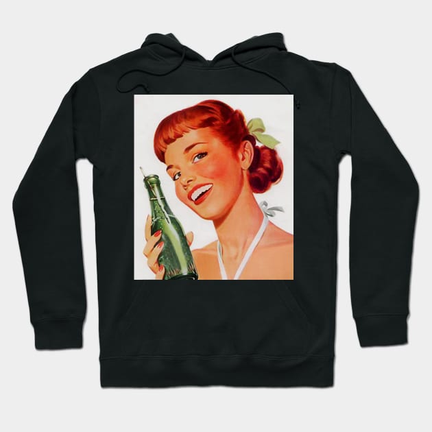 Retro girl drinking Hoodie by Print&fun